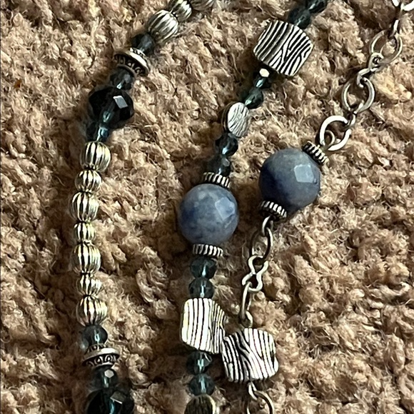 Elegant Silver and Blue Beaded Necklace - Picture 3 of 5